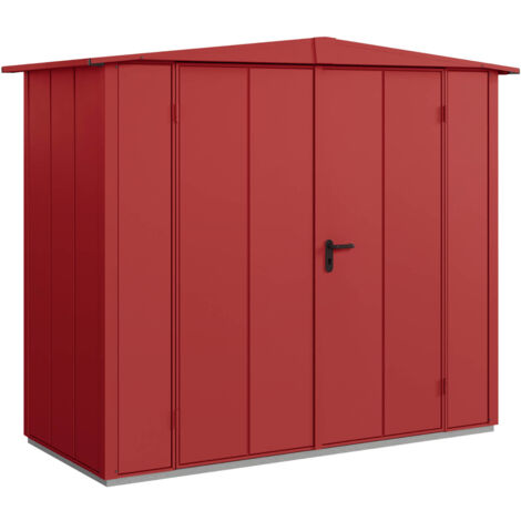 Hörmann Metall-Gerätehaus Berry Modern mit Satteldach Typ 1, 259 x 121 cm, purpurrot, 3,1 m², 2-flüglige Tür