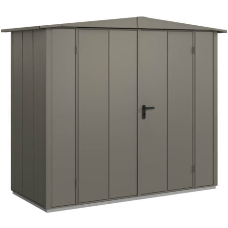 Hörmann Metall-Gerätehaus Berry Modern mit Satteldach Typ 1, 259 x 121 cm, quarzgrau, 3,1 m², 2-flüglige Tür