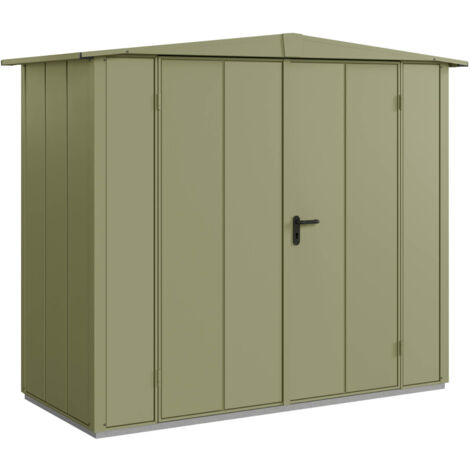 Hörmann Metall-Gerätehaus Berry Modern mit Satteldach Typ 1, 259 x 121 cm, schilfgrün, 3,1 m², 2-flüglige Tür
