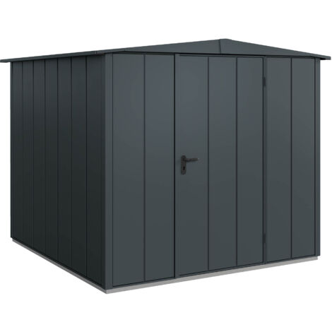 Hörmann Metall-Gerätehaus Berry Modern mit Satteldach Typ 2, 259 x 248 cm, anthrazitgrau, 6,4 m², 1-flüglige Tür