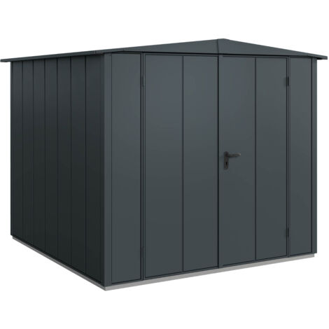 Hörmann Metall-Gerätehaus Berry Modern mit Satteldach Typ 2, 259 x 248 cm, anthrazitgrau, 6,4 m², 2-flüglige Tür