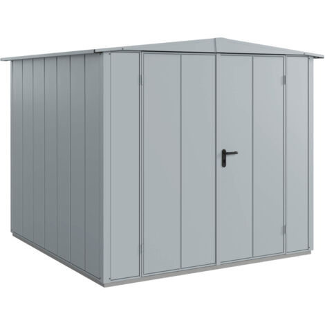 Hörmann Metall-Gerätehaus Berry Modern mit Satteldach Typ 2, 259 x 248 cm, fenstergrau, 6,4 m², 2-flüglige Tür