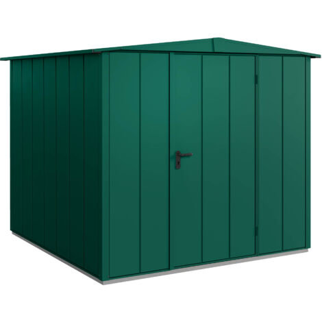 Hörmann Metall-Gerätehaus Berry Modern mit Satteldach Typ 2, 259 x 248 cm, moosgrün, 6,4 m², 1-flüglige Tür