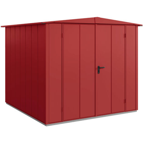 Hörmann Metall-Gerätehaus Berry Modern mit Satteldach Typ 2, 259 x 248 cm, purpurrot, 6,4 m², 2-flüglige Tür