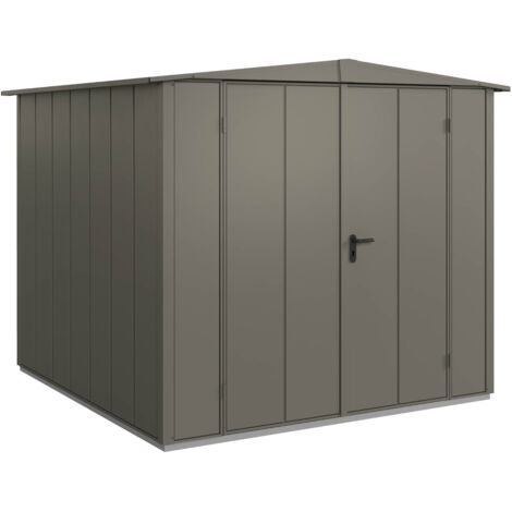 Hörmann Metall-Gerätehaus Berry Modern mit Satteldach Typ 2, 259 x 248 cm, quarzgrau, 6,4 m², 2-flüglige Tür