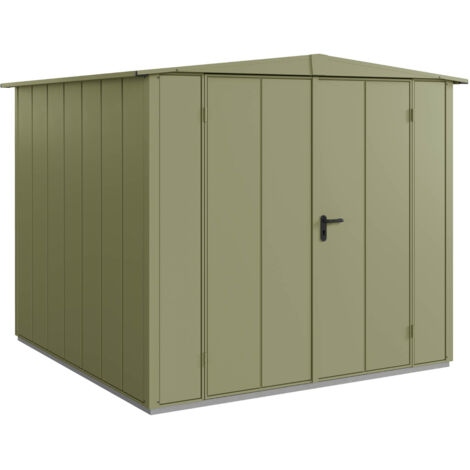 Hörmann Metall-Gerätehaus Berry Modern mit Satteldach Typ 2, 259 x 248 cm, schilfgrün, 6,4 m², 2-flüglige Tür
