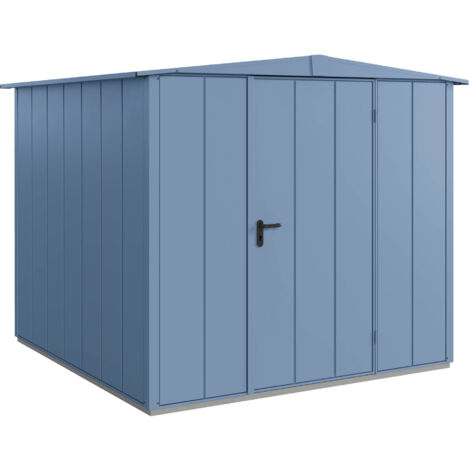 Hörmann Metall-Gerätehaus Berry Modern mit Satteldach Typ 2, 259 x 248 cm, taubenblau, 6,4 m², 1-flüglige Tür