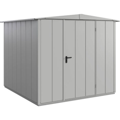 Hörmann Metall-Gerätehaus Berry Modern mit Satteldach Typ 2, 259 x 248 cm, weißaluminium, 6,4 m², 1-flüglige Tür
