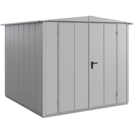 Hörmann Metall-Gerätehaus Berry Modern mit Satteldach Typ 2, 259 x 248 cm, weißaluminium, 6,4 m², 2-flüglige Tür