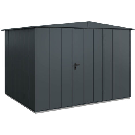 Hörmann Metall-Gerätehaus Berry Modern mit Satteldach Typ 3, 324 x 248 cm, anthrazitgrau, 8 m², 1-flüglige Tür