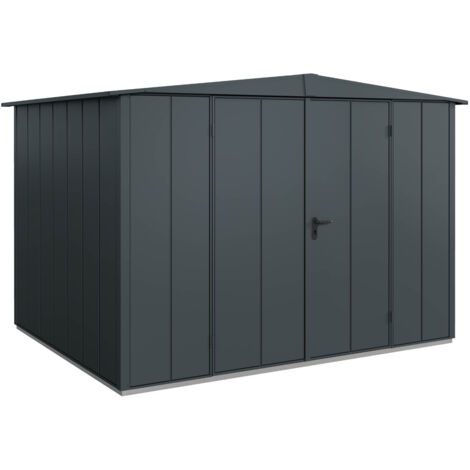 Hörmann Metall-Gerätehaus Berry Modern mit Satteldach Typ 3, 324 x 248 cm, anthrazitgrau, 8 m², 2-flüglige Tür