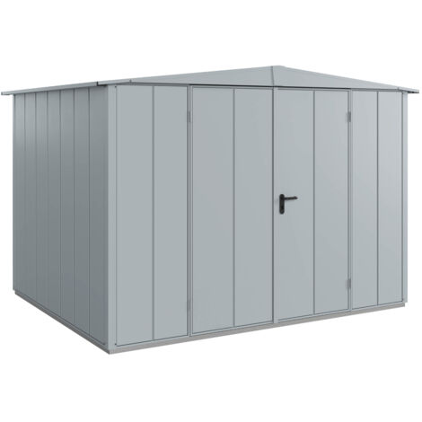 Hörmann Metall-Gerätehaus Berry Modern mit Satteldach Typ 3, 324 x 248 cm, fenstergrau, 8 m², 2-flüglige Tür