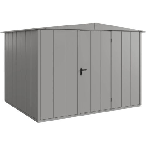 Hörmann Metall-Gerätehaus Berry Modern mit Satteldach Typ 3, 324 x 248 cm, graualuminium, 8 m², 1-flüglige Tür