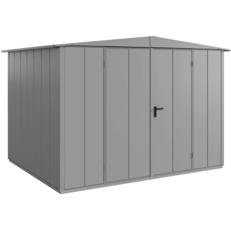 Hörmann Metall-Gerätehaus Berry Modern mit Satteldach Typ 3, 324 x 248 cm, graualuminium, 8 m², 2-flüglige Tür