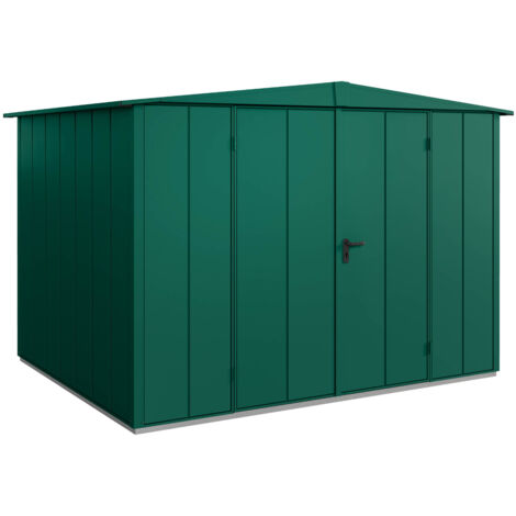 Hörmann Metall-Gerätehaus Berry Modern mit Satteldach Typ 3, 324 x 248 cm, moosgrün, 8 m², 2-flüglige Tür