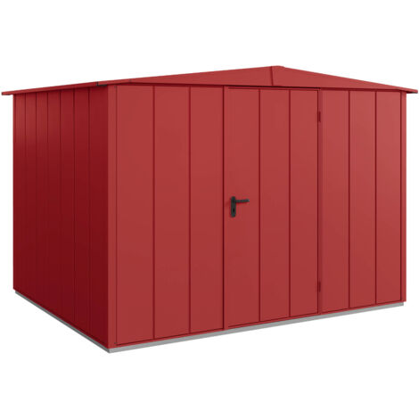 Hörmann Metall-Gerätehaus Berry Modern mit Satteldach Typ 3, 324 x 248 cm, purpurrot, 8 m², 1-flüglige Tür