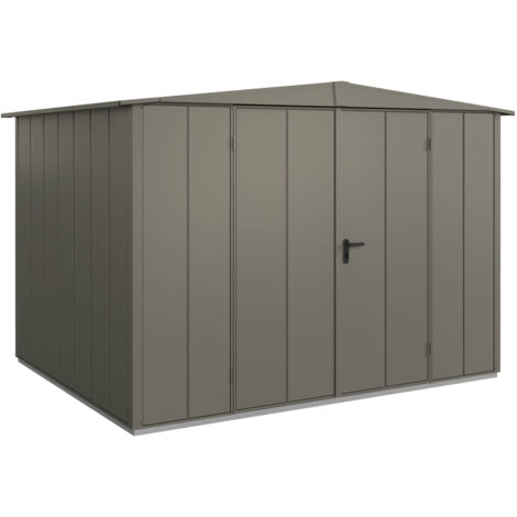 Hörmann Metall-Gerätehaus Berry Modern mit Satteldach Typ 3, 324 x 248 cm, quarzgrau, 8 m², 2-flüglige Tür
