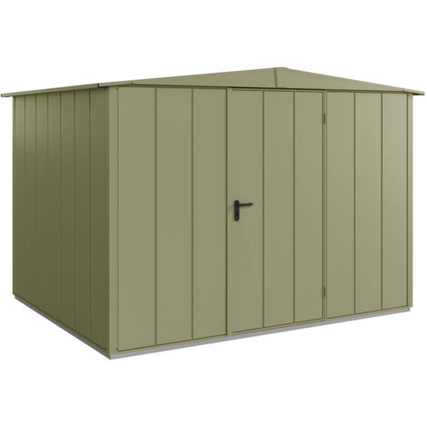 Hörmann Metall-Gerätehaus Berry Modern mit Satteldach Typ 3, 324 x 248 cm, schilfgrün, 8 m², 1-flüglige Tür