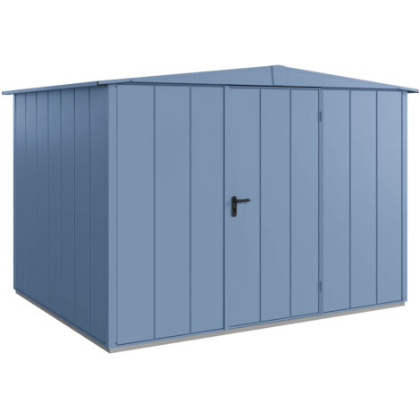 Hörmann Metall-Gerätehaus Berry Modern mit Satteldach Typ 3, 324 x 248 cm, taubenblau, 8 m², 1-flüglige Tür