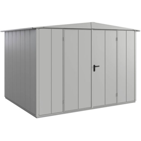 Hörmann Metall-Gerätehaus Berry Modern mit Satteldach Typ 3, 324 x 248 cm, weißaluminium, 8 m², 2-flüglige Tür
