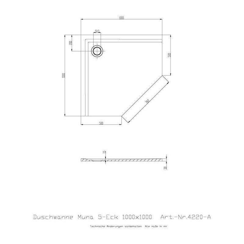 

MUNA plato de ducha pentagonal ultraplano 1000x1000x30mm blanco - Hoesch