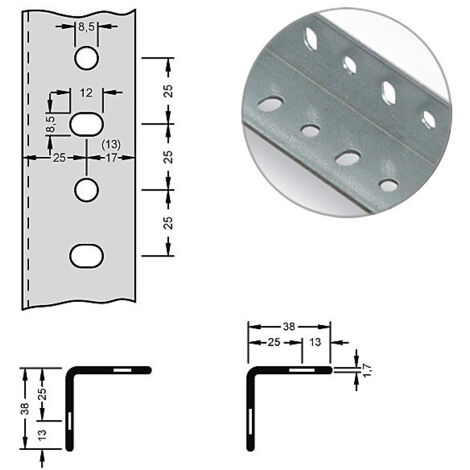 hofe, Cornière d'acier pour système modulaire, 38 x 38 x 1,7 mm