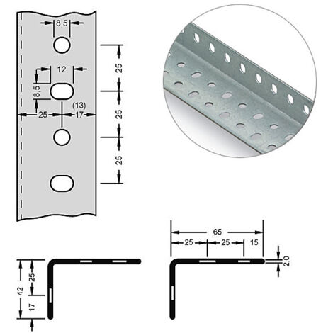 hofe, Cornière d'acier pour système modulaire, 65 x 42 x 2 mm,