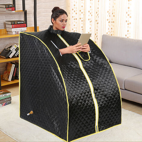 Hofuton 1000W Sauna à Vapeur Portable Home Spa Tente 99x76x88cm Noir