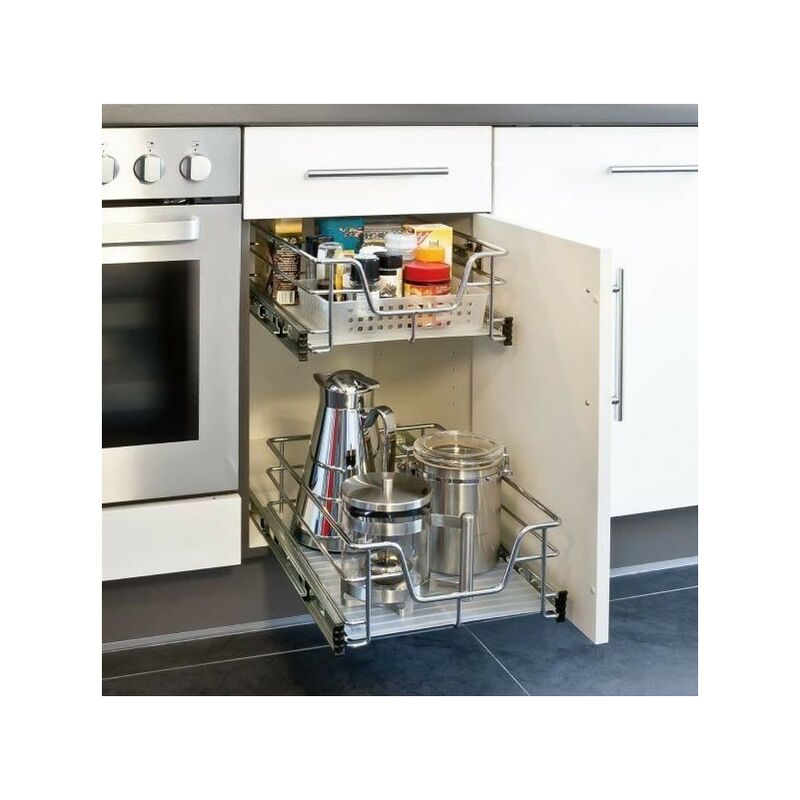 Hofuton 2 x Panier Treillis Métallique pour Placard de 26cm Argenté Panier de Rangement