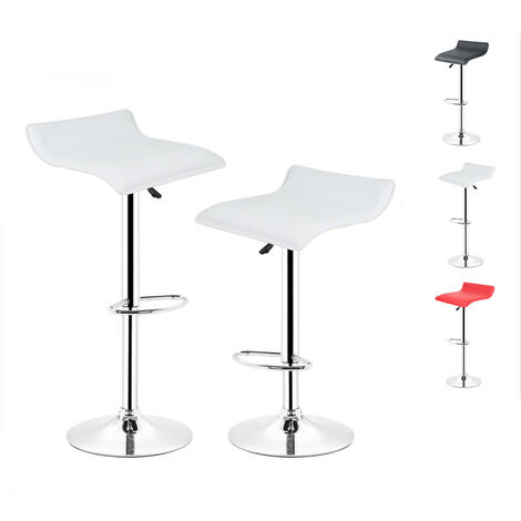 Hofuton 2 x Tabouret de Bar Chaise de Comptoir Réglable en Hauteur Rotatif Spa Tabouret de Travail Tabouret de Bureau en Cuir Synthétique Blanc