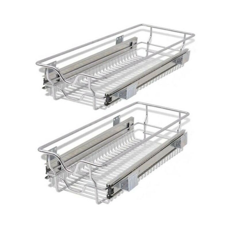 Hofuton 2 x Tiroir Téléscopique de Cuisine Tiroir Télescopique Panier de Rangement Coulissant Cuisine (pour Placard de 26cm)