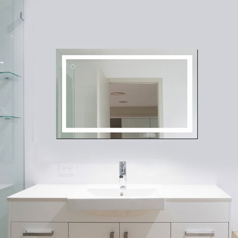 Hofuton 23W Miroir LED Lampe de Miroir 10060CM Miroir Lumineux Verre Trempé Blanc Naturel 6000K