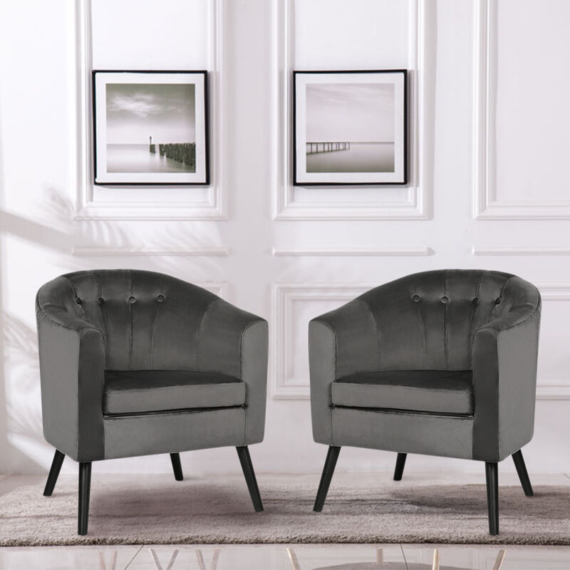 Wyctin - Hofuton 2PCS Fauteuil - Velours gris - Classique - 646070cm