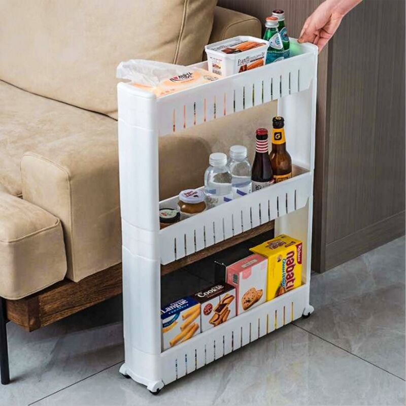 Wyctin - Hofuton 3 Étages Chariot de Stockage, Étagère Meuble de Rangement à Roue, Armoires de Cuisine à Roulettes, Salle de Bains Roulante,