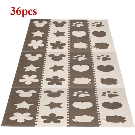 Hofuton 36PCS Café Bébé Mignon Mousse EVA Puzzle Tapis Ramper Jouet Jeux