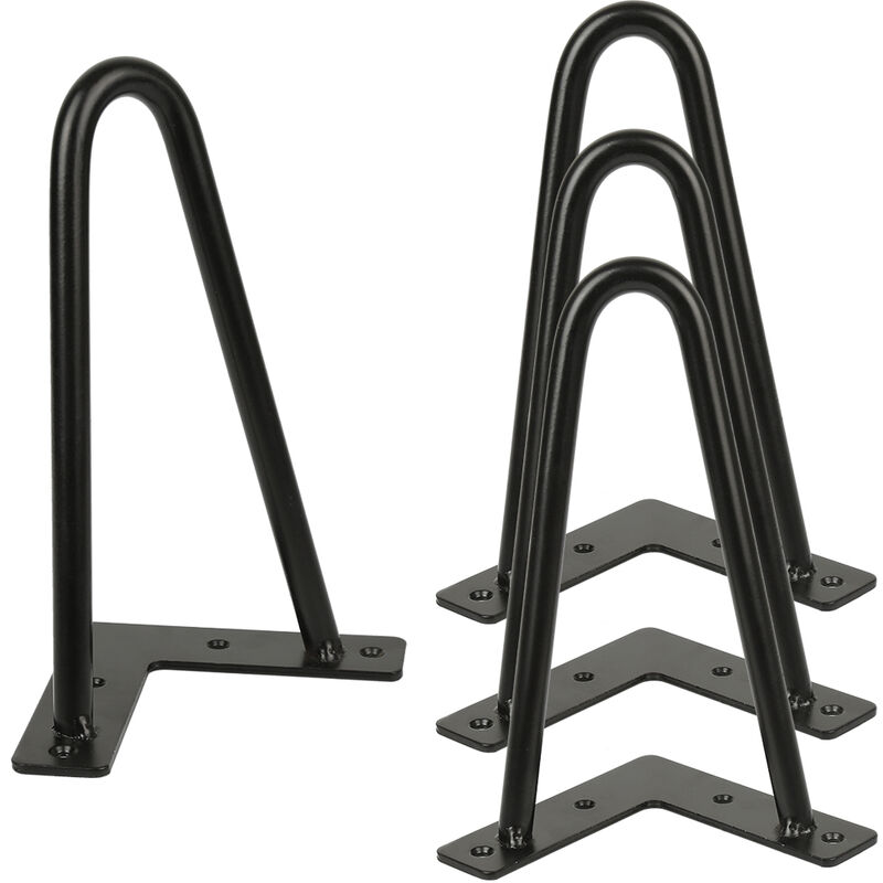 Wyctin - Hofuton 4 Pieds de Table en Épingle à Cheveux 20cm 2 Tiges en Acier Noir Épaisseur 12mm - Blanc