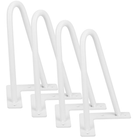 Hofuton 4 x Pieds de table en épingle à cheveux protection de sol inclus 20 cm 2 tiges blanc