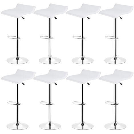 Hofuton 8 X Tabourets de Bar Réglable en Hauteur Rotatif à 360 Dégrées Blanc