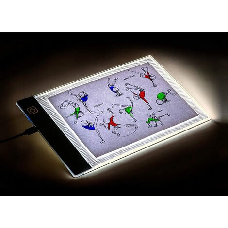 Tablette Lumineuse A4,UltraMince Portable Lumineuse Dessin LED Avec 3  Luminosité Réglable Table à Dessin Avec Ligne d'échelle Précise USB,Dessin  Lumineuse Pad Pour Dessin,Animation, Esquisse, Design