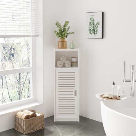 Hofuton Armoire de Salle de Bain, Colonne Salle de Bain, Meuble de Rangement sur Pied avec Porte et Volets, Meuble de Salle de Bain Etanche pour Le Salon, la Chambre, la Cuisine, etc