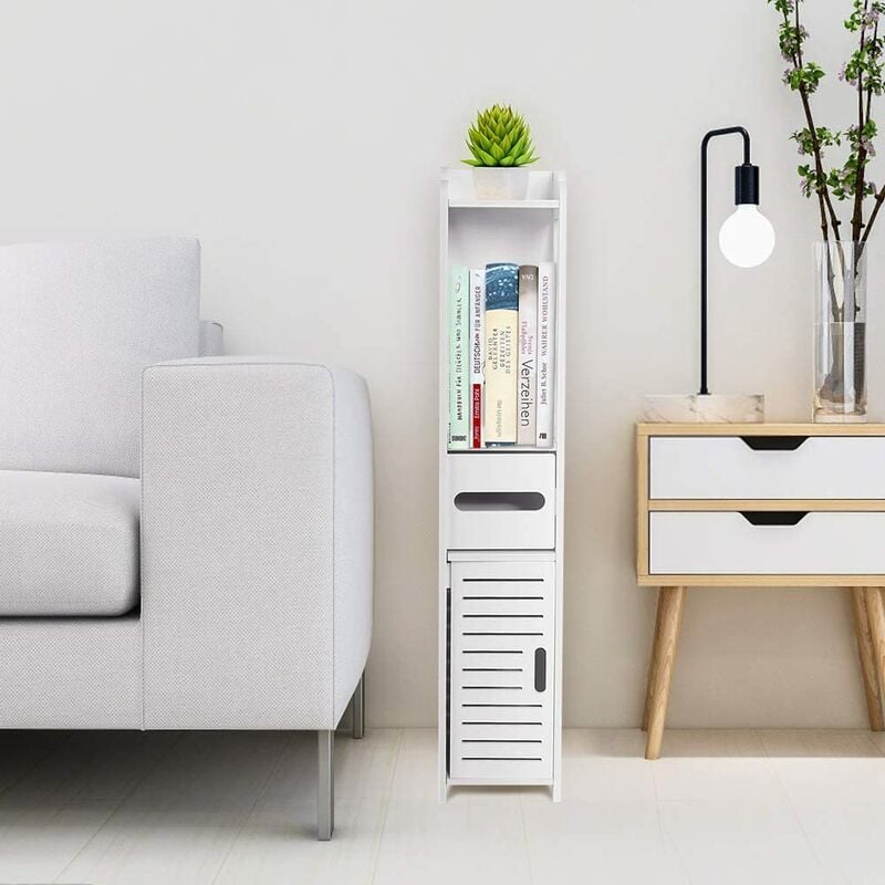 Hofuton Armoire de Salle de Bain, Étagère de Salle de Bain, 80 x 20 x 20 cm, Meuble de Salle de Bain en Bois, Blanc