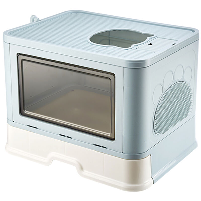 Hofuton Bac à Litière pour Chat: Maison de Toilette Chat xxl Grande Caisse Chats Litiere Fermée Facile à Nettoyer avec Pelle et Brosse pour Massage,