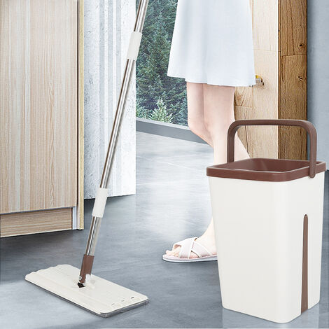 Hofuton Balai Serpillière Smart Mop + Compact II Balai Serpillère Professionnel avec Manche Télescopique I Serpillière Microfibre Nettoyant à Plancher, Marron