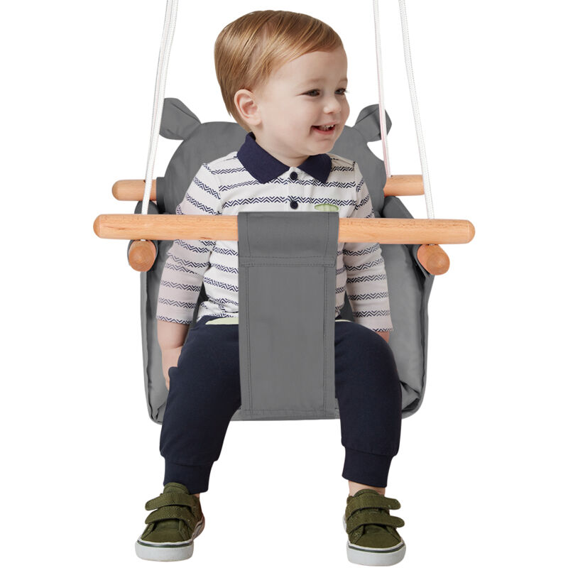 Wyctin - Hofuton Balançoire Interieur pour Bébé et Enfants, Siège Balançoire en Bois et en Coton, Baby Swing, Gris