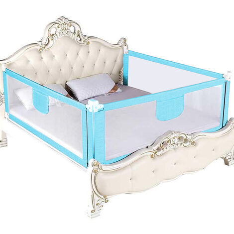 Hofuton Barrière de Lit pour Tout-Petits, Garde de Lit à Levage Vertical, Hauteur Réglables, Grille de Lit Bébé(Bleu 150cm)