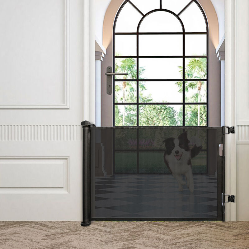 Wyctin - Hofuton Barrière de Sécurité Rétractable pour Bébé Enfant Adaptée aux Escaliers, Couloirs, Intérieur et Extérieur 150cm Noir