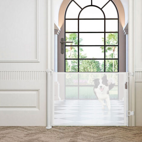 Hofuton Barrière de Sécurité Rétractable pour Bébé Enfant Adaptée aux Escaliers, Couloirs, Intérieur et Extérieur 180cm Blanc