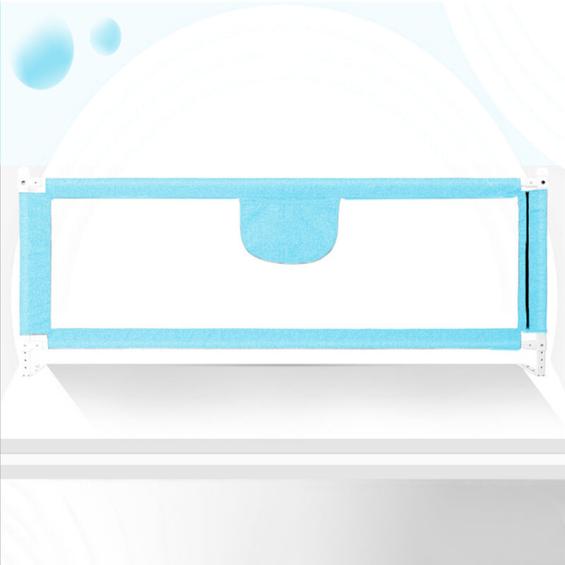 Hofuton Barrière de Lit Pliable pour Bébé/Enfant Barre de Lit Rabattable, Barrière de Protection Bébé Chambre à Coucher (Bleu, 150 CM)