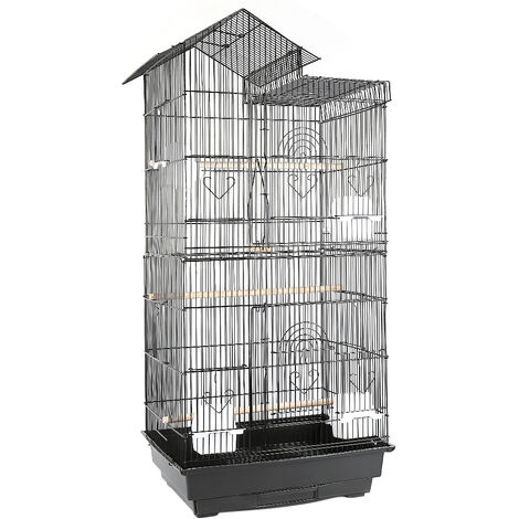 Hofuton Cage à Oiseaux  46 x 35,5 x 99 cm Cage pour Perruche Calopsitte Conure Pinson Canaris Noir