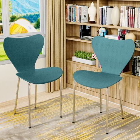 Hofuton Chaises de Salle à Manger Lot de 2, Chaise de Cuisine avec Dossier en Plastique, Chaise Scandinave avec Pieds en Métal, Chaise pour Cuisine, Salle à Manger, Chambre à Coucher, Salon - Bleu